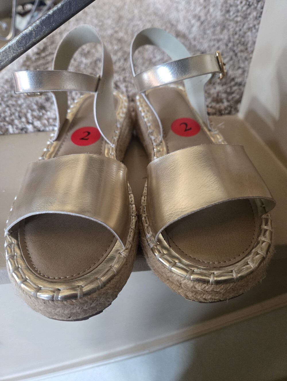 Girls' Metallic Gold Platform Sandals with Ankle Strap